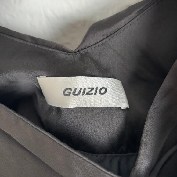 Guizio Black Wrapped Cut-Out Satin Maxi Dress Size Medium - Picture 4 of 6